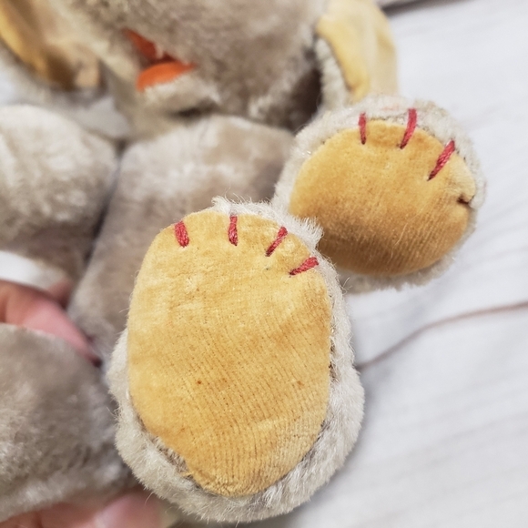 Vintage Mohair Elephant Straw Stuffed Animal Made In Japan 1950s Sitting 7 Inch - Picture 8 of 15